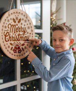 Grabado de Letrero Redondo de Navidad, ¡Feliz Navidad!