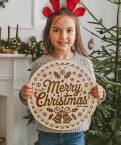 Grabado de Letrero Redondo de Navidad, ¡Feliz Navidad!