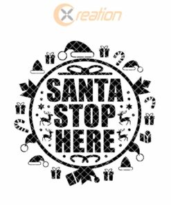 Christmas Round Sign Engraving, Santa Stop Here |