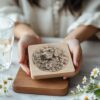 Gravure de sous-verre en bois chien et fleur