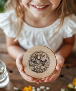 Dog and Flower 3D Illusion Wood Coaster Engraving