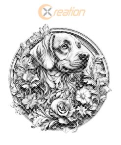 Dog and Flower 3D Illusion Wood Coaster Engraving