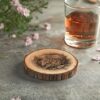 Eagle and Flower 3D Illusion Wood Coaster Engraving