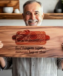 Gravure de planche de charcuterie avec citation familiale