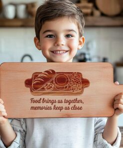 Gravure de planche de charcuterie avec citation familiale