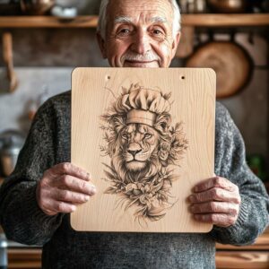 Lion Chef Charcuterie Board Engraving File | PNG