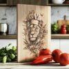 Lion Chef Charcuterie Board Engraving File | PNG