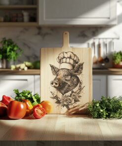 Pig Chef Charcuterie Board Engraving File | PNG