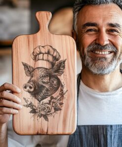 Pig Chef Charcuterie Board Engraving File | PNG