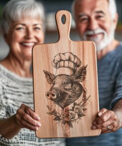 Pig Chef Charcuterie Board Engraving File | PNG