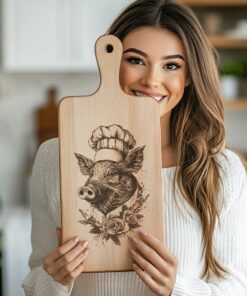 Pig Chef Charcuterie Board Engraving File | PNG