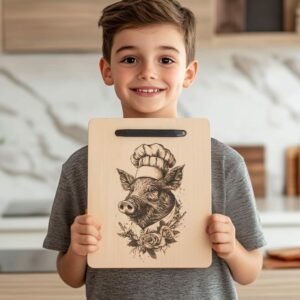 Pig Chef Charcuterie Board Engraving File | PNG