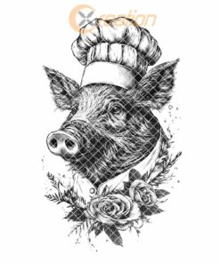 Pig Chef Charcuterie Board Engraving File | PNG