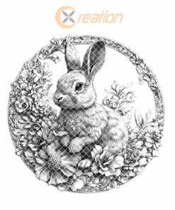 Rabbit and Flower 3D Illusion Wood Coaster Engraving