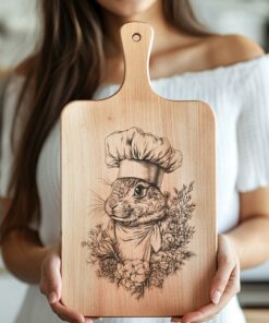 Rabbit Chef Charcuterie Board Engraving File | PNG