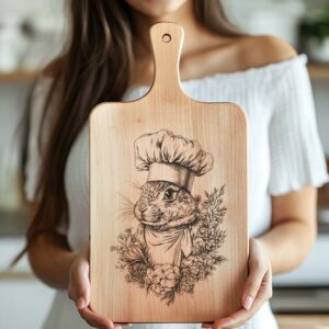 Rabbit Chef Charcuterie Board Engraving File | PNG