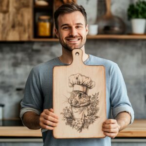 Rabbit Chef Charcuterie Board Engraving File | PNG