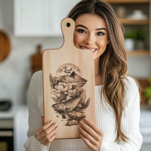 Salmon River Flower Charcuterie Board Engraving | PNG