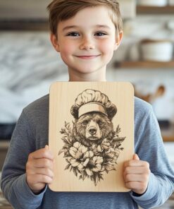 Wild Bear Chef Charcuterie Board Engraving File |