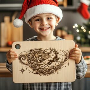 Christmas Charcuterie Board File | Santa Flying Laser