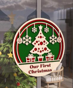 Christmas Door Hanger File | Our First Christmas Multilayer Sign #007