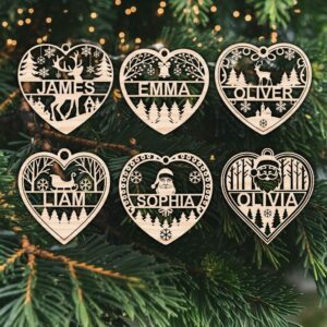 Personalized Christmas Ornament SVG | Heart Shape #004