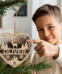 Personalized Christmas Ornament SVG | Heart Shape #004