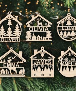 Personalized Christmas Ornament SVG | House Shape #003