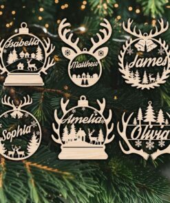 Personalized Christmas Ornament SVG | Reindeer Antler Shape