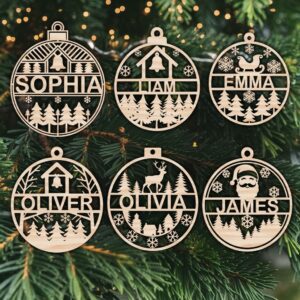 Personalized Christmas Ornament SVG | Round Frame #005