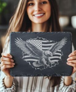 3D Eagle Flag Slate Cheese Board Engraving File