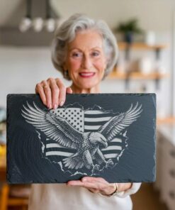 3D Eagle Flag Slate Cheese Board Engraving File