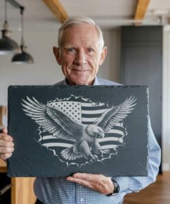 3D Eagle Flag Slate Cheese Board Engraving File