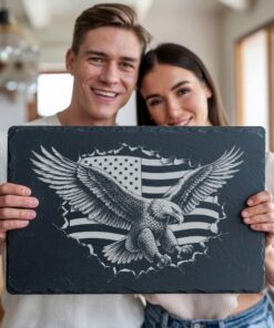 3D Eagle Flag Slate Cheese Board Engraving File