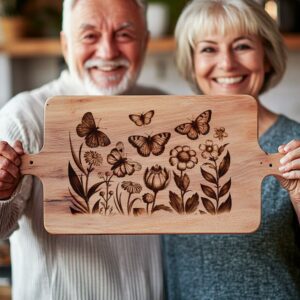 Butterfly and Flower Charcuterie Board Engraving File | Kitchen Decor