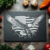 Eagle Flag 3D Illusion: Slate Cheese Board Engraving