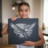 Eagle Flag 3D Illusion: Slate Cheese Board Engraving