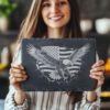 Eagle Flag 3D Illusion: Slate Cheese Board Engraving