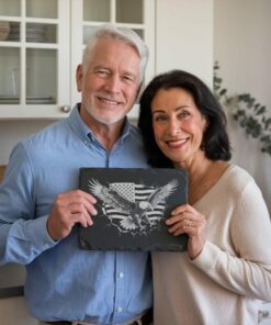 Eagle Flag 3D Illusion: Slate Cheese Board Engraving