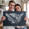 Eagle Flag 3D Illusion: Slate Cheese Board Engraving