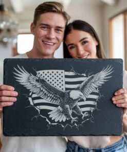 Eagle Flag 3D Illusion: Slate Cheese Board Engraving