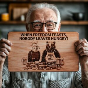 Engraved Charcuterie Board: American Eagle & Funny Mealtime