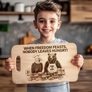 Engraved Charcuterie Board: American Eagle & Funny Mealtime