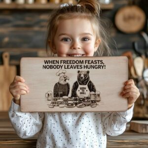 Engraved Charcuterie Board: American Eagle & Funny Mealtime