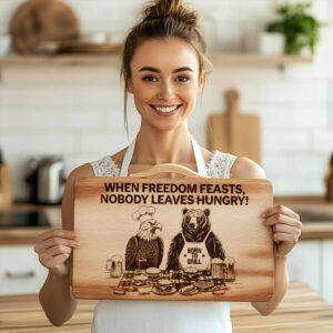 Engraved Charcuterie Board: American Eagle & Funny Mealtime