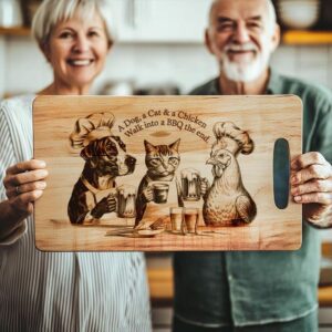 Archivo de Tabla de Charcutería Grabada: Mascotas y Decoración de Cocina Alegre