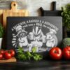 Engraved Slate Cheese Board File: Raccoon, Badger &