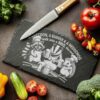 Engraved Slate Cheese Board File: Raccoon, Badger &