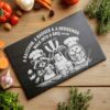 Engraved Slate Cheese Board with Woodland Creatures: Raccoon,