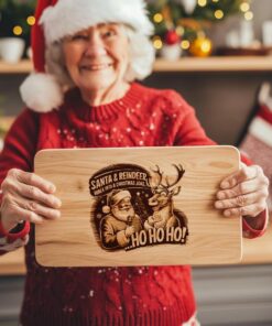 Funny Santa & Reindeer Joke Charcuterie Board Engraving